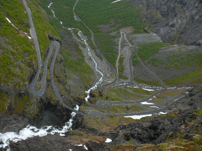 Trollstigen / Serpentinstrae in Nordnorwegen / a road with lot of curves to go up the mountains